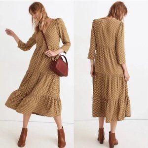 NWOT Madewell Daisies Forever V-Neck Tiered Button-Front Midi Dress Size 4